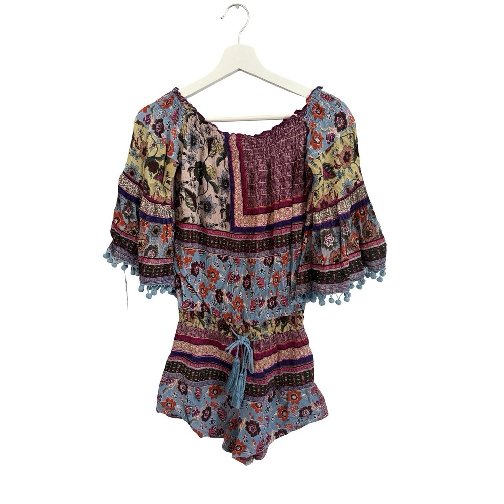 Anthropologie Raga Women's Size XS‎ Raspberry Floral Romper Boho Casual Resort